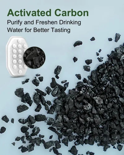 Vista 2 de Paquete de 8 filtros de fuente de agua para gatos con 8 esponjas de prefiltro para fuente de agua de 3.2L/108 onzas, repuesto de filtro de fuente