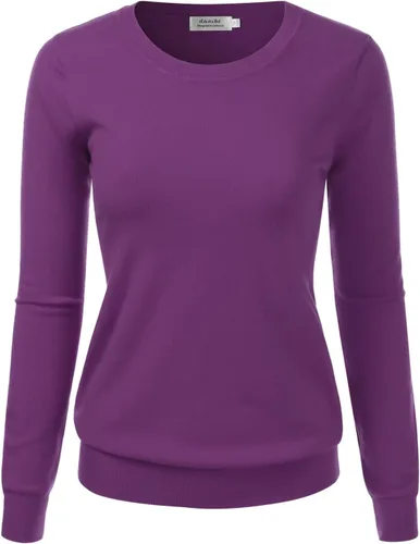 Vista 6 de Suéter Pullover de Punto Suave Premium para Mujer con Cuello Redondo y Manga Larga (S-XXL)