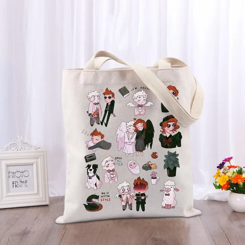 Vista 3 de Omens - Bolsa de mano inspirada en programas de televisión, regalo para amantes de la comedia de fantasía británica