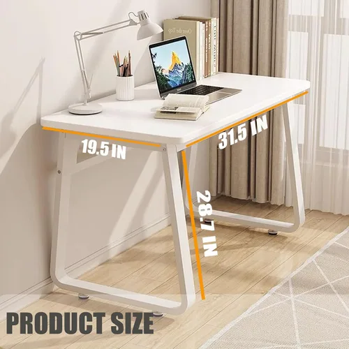 Vista 7 de Escritorio para computadora de estilo moderno y sencillo de 31.5 pulgadas, mesa pequeña de escritura blanca para oficina en casa, escritorio