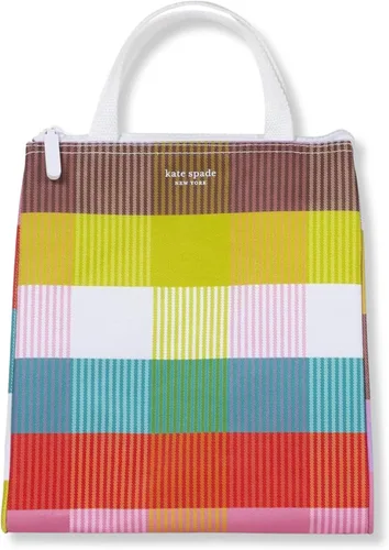 Vista 23 de Kate Spade New York Bolsa de Almuerzo Portátil Suave Refrigeradora, Bolso Térmico con Forro Interior Aislante Plateado y Bolsillo de Almacenamiento