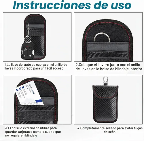 Vista 7 de BFXM Faraday - 2 bolsas para llaves de automóvil, bolsa de bloqueo de señal RFID, protector antirrobo, funda bloqueadora de señal de teléfono