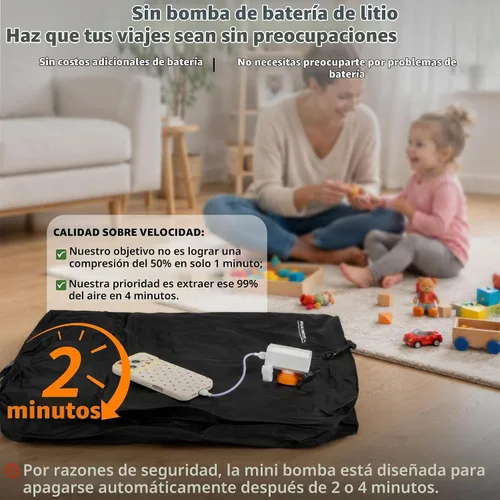 Vista 4 de Bolsas de vacío de viaje, bolsa de compresión de vacío impermeable IPX8 Bolsas de vacío para viajes con bomba sin batería, TSA bolsas