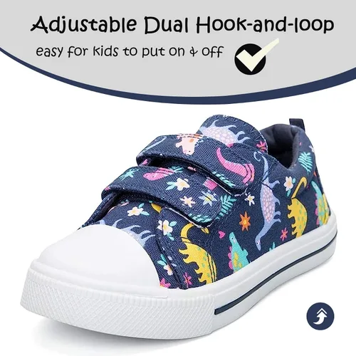 Vista 2 de K KomForme - Tenis de lona para niños y niñas de dibujos animados con doble velcro