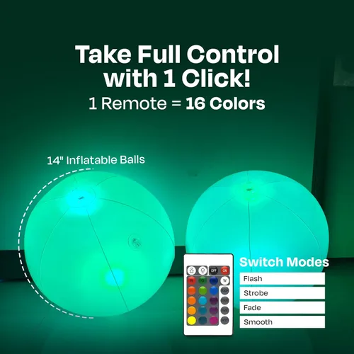 Vista 3 de NAYUNA Pelota de playa doble LED para adultos, paquete de 4, bolas que brillan en la oscuridad para piscina y playa, pelotas de playa iluminadas