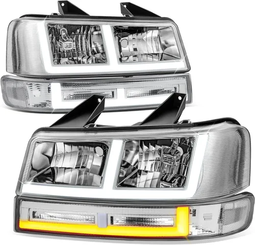 Vista 13 de Faros y luces de parachoques Auto Dynasty compatibles con 03-24 Chevy Express GMC Savana 1500-4500, con luces DRL E-LED de Switchback, lado