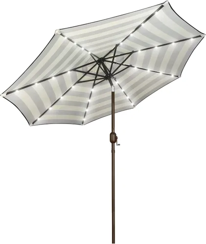 Vista 10 de Blissun Sombrilla solar de 9 pies, sombrilla de patio con 32 luces LED, sombrilla de mercado de mesa, sombrilla al aire libre para jardín, terraza