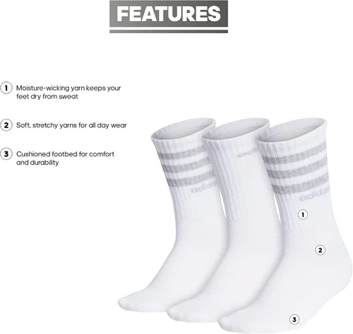 Vista 2 de adidas Calcetines de 3 rayas para mujer 3 pares