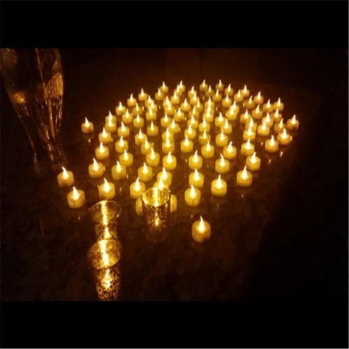 Vista 2 de AGPTEK Función de temporizador, paquete de 24 velas LED sin llama, incluye CR2032 y batería reemplazable, amarillo cálido, paquete de 24 velas