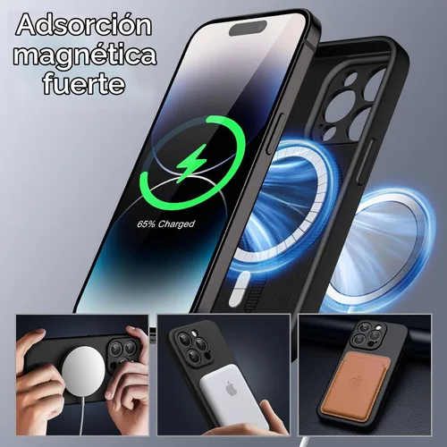 Vista 3 de JETech Funda magnética de silicona para iPhone 14 Pro, color negro