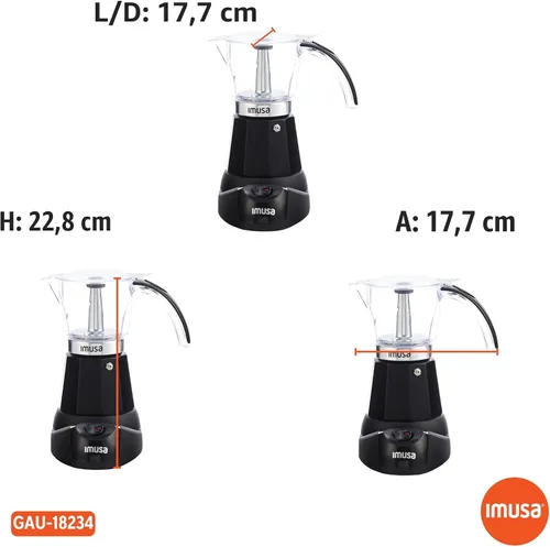 Vista 8 de Imusa - Máquina eléctrica para hacer espresso de 6 o 3 tazas, color negro, para café cubano, moka y bebidas de espresso