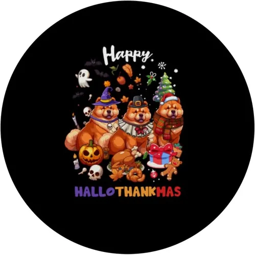Vista 3 de Chow Chow Dog Christmas Happy Hallothankmas PopSockets Standard PopGrip