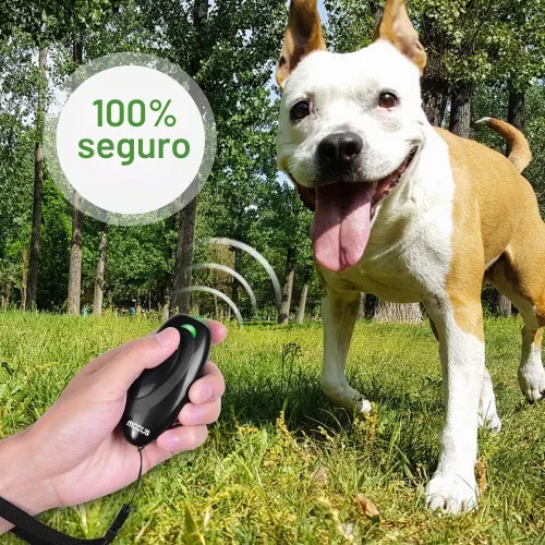 Vista 2 de MODUS - Dispositivo ultrasónico disuasorio de ladridos de perro, control de ladridos y entrenamiento 2 en 1, rango de control de 16.4 pies, correa