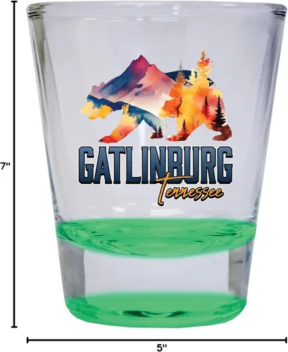 Vista 3 de Gatlinburg Tennessee Souvenir - Vaso de chupito redondo de 1.5 onzas, color verde Verde C