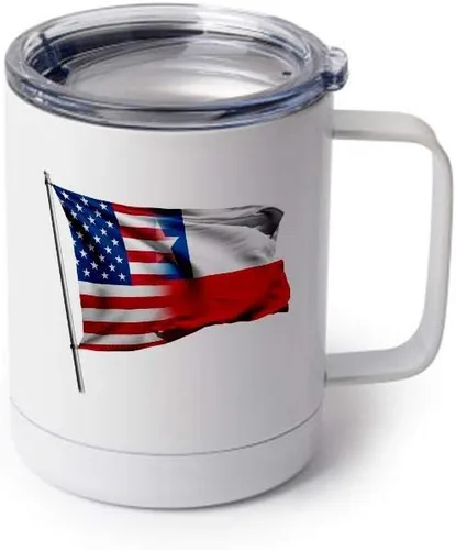 Vista 3 de ExpressItBest Taza de café aislada de acero inoxidable de 10 oz - Bandera de Chile (Chileno) - Muchas opciones