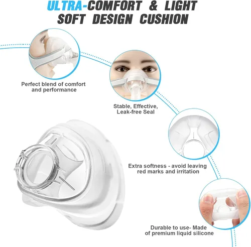 Vista 2 de Almohadilla de repuesto AirFit N20 para máscara nasal, tamaño mediano - 2 paquetes de almohadillas nasales de confort optimizado y sello seguro