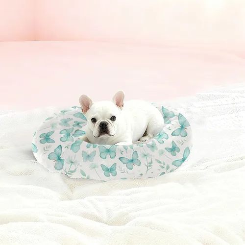 Vista 2 de Wudan Pet Cat Beds Warm & Cozy Fluffy Calming Bed for Extra Small Size Pets Supplies XS Butterfly Leaf Beige