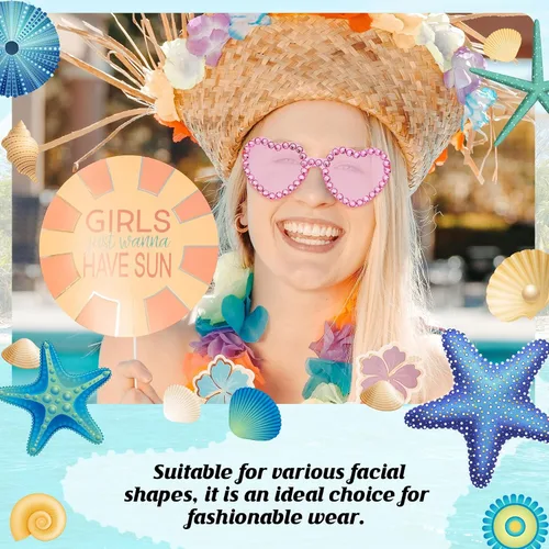 Vista 6 de Zando Gafas de sol con forma de corazón de diamantes de imitación para mujer, lentes de sol con forma de corazón con biseladas