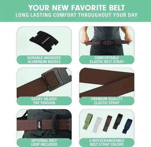 Vista 4 de Explorer Belt By Xpand - No-Show Invisible Elastic Belt w Slim Aluminum Buckle