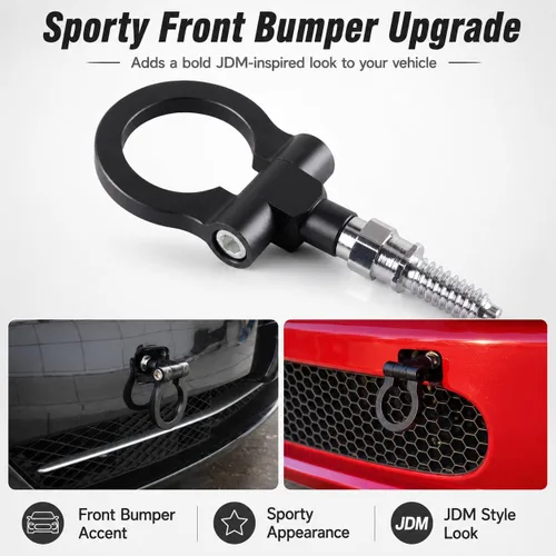 Vista 2 de Ganchos de remolque para coche con estilo JDM, para parachoques delantero, con correas de remolque personalizadas, 16 mm para BMW E90 E91 E92 E93 X1