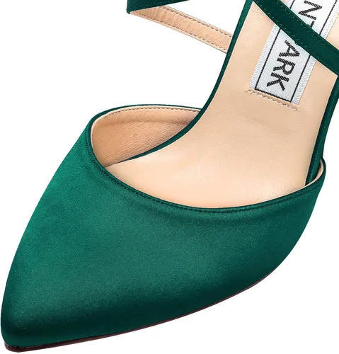 Vista 6 de ELEGANTPARK HC1901 - Zapatos de tacón alto para mujer, con puntera puntiaguda, de satén, para boda, novia, fiesta de noche, zapatos de vestir