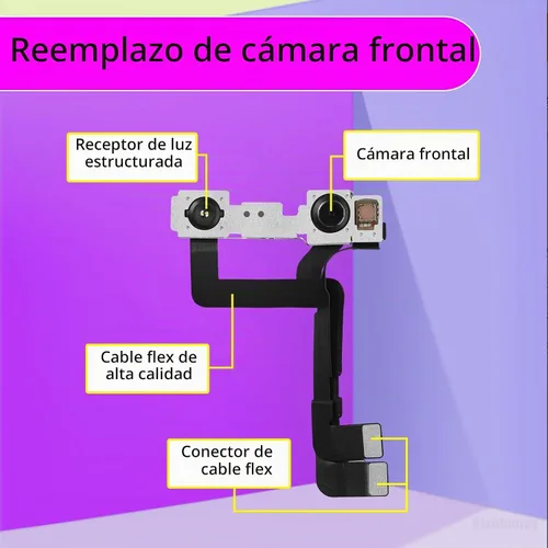 Vista 3 de Reemplazo de la cámara frontal para iPhone 11 Pro Max frente al módulo de lente Cable flexible con luz estructurada Receptor de 12MP Reemplazar