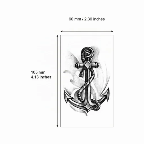 Vista 4 de Juego de 5 pegatinas de tatuaje temporales impermeables con anclaje gris, brújula crux (SF4369)