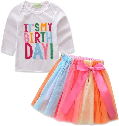 Vista 4 de Conjunto de vestido con falda tutú y camisa estampada para niñas