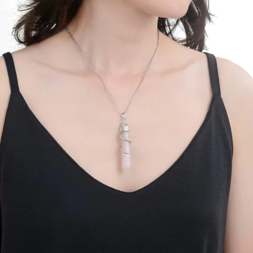 Vista 2 de 1 collar con colgante de bala de piedra preciosa natural, piedra de cristal curativo, cuarzo, reiki, chakra, energía de roca de 18 pulgadas, joyería