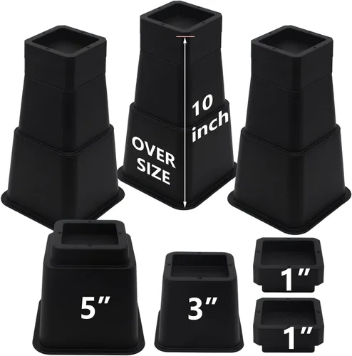 Vista 16 de Paquete de 4 elevadores de cama de 1 pulgada, elevadores de muebles de 2 pulgadas, negros, elevadores de cama resistentes para mesa, sofá, silla