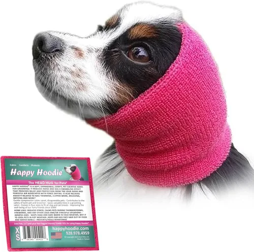 Vista 10 de Happy Hoodie La banda calmante original para perros y gatos - Marca americana - Alivio de la ansiedad/Protección contra el ruido-Aseo-Truenos-Fuegos