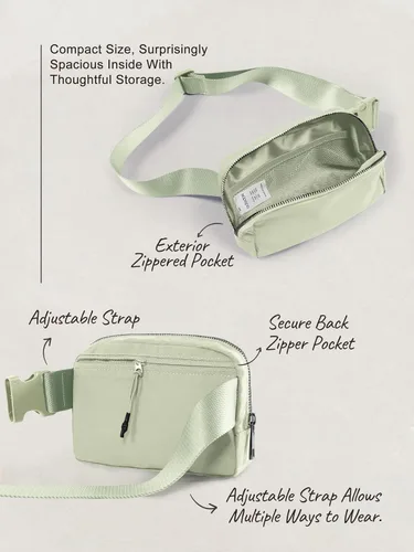 Vista 6 de ODODOS Minicangurera unisex con correa ajustable; pequeña bolsa de la cintura para entrenamiento, correr, viajes y senderismo, DESERT SAGE