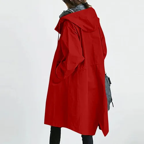 Vista 3 de COTECRAM Gabardinas para mujer, talla grande, casual, larga, para invierno, con capucha, de gran tamaño, rompevientos, ropa de abrigo