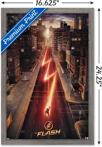 Vista 3 de Trends International DC Comics TV - The Flash - Póster de pared de una hoja de calle, 14.725 x 22.375 pulgadas, versión enmarcada de madera
