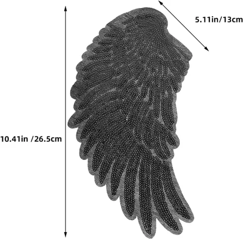 Vista 7 de Mipcase Sequin Angel Wings Embroidered Applique Patch 2pcs Black Medium Wing Clothes Applique Garment Decor for Jackets DIY Sewing Repair Craft
