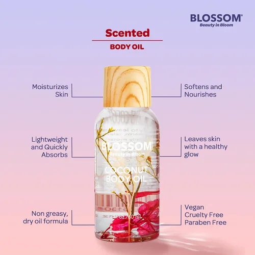 Vista 5 de Blossom Aceite corporal seco, aceites corporales perfumados para mujeres, cuidado de la piel hidratante e hidratante, aceite seco para cuerpo