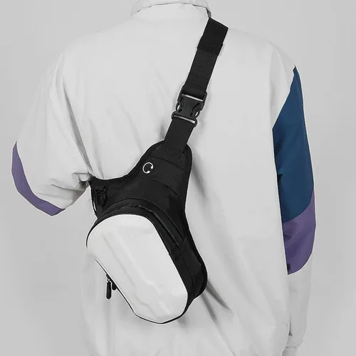 Vista 2 de Bolsa de muslo para motocicleta, bolsa de poliuretano termoplástico impermeable, hebilla resistente, correa ajustable para las piernas, cierre