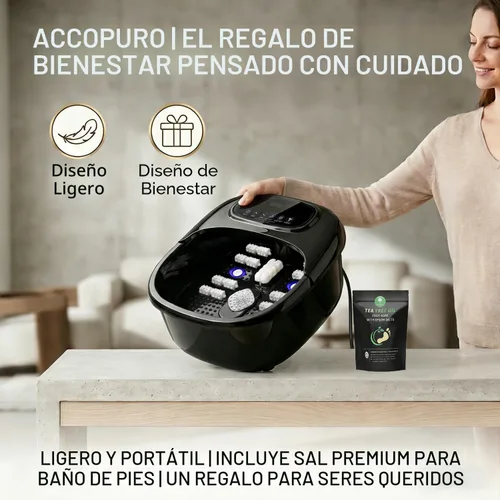 Vista 7 de Bañera de remojo de pies con ozono y UV, masajeador de baño de spa Negro