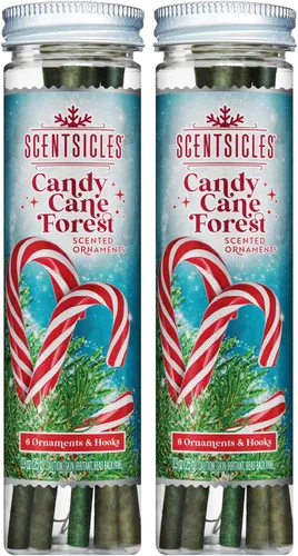 Vista 12 de Scentsicles Adornos para árbol de Navidad perfumados de abeto blanco de invierno, 2 botellas (12 varillas en total)