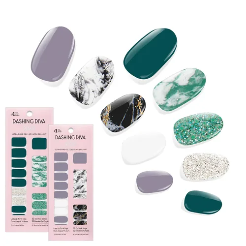 Vista 10 de Dashing Diva Paquete de tiras de uñas brillantes, la colección más vendida, Lavender Dreams & After Glow - Sin rayos UV, resistentes al