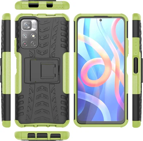 Vista 2 de Asuwish Funda de teléfono para Xiaomi Poco M4 Pro 5G/Redmi Note 11S 5G con protector de pantalla de vidrio templado y soporte delgado híbrido