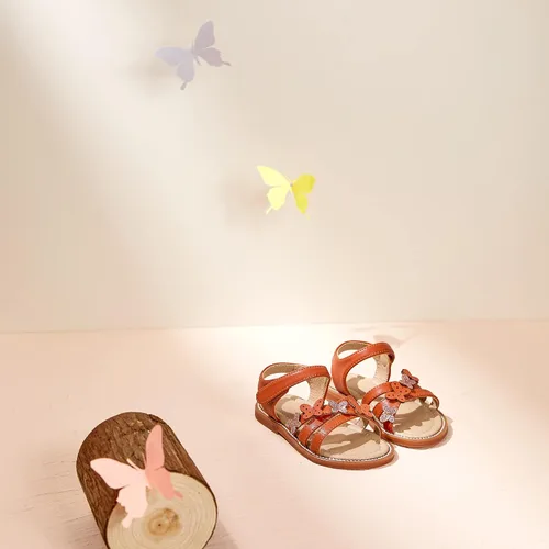 Vista 8 de Felix & Flora Sandalias para niña pequeña - Zapatos de vestir para niña de flores, puntera abierta, zapatos planos de verano para niños pequeños