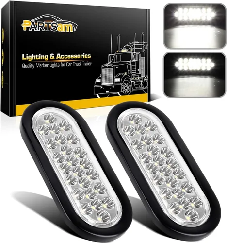 Vista 10 de Partsam 2 luces LED ovaladas de 6 pulgadas, color ámbar, 24 LED, luces LED ovaladas de 6 pulgadas, intermitentes y luces de estacionamiento, montaje