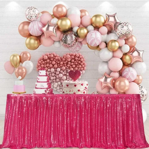 Vista 18 de PartyDelight Falda de mesa de lentejuelas doradas de 4 pies para mesa redonda/rectangular/cuadrada para fiesta de cumpleaños, boda, Navidad