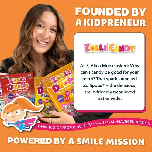 Vista 5 de Zollipops Sour Drops, caramelo sin azúcar con xilitol, gotas de caramelo duro sin colorantes - Keto y diabéticos, golosinas aprobadas por dentistas
