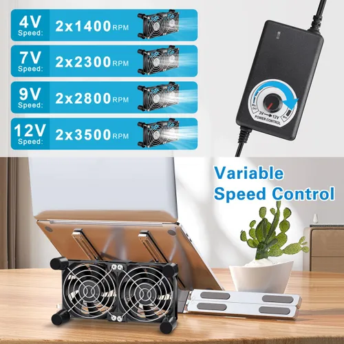 Vista 4 de GDSTIME Ventilador de computadora dual de 3.150 in x 0.984 in con enchufe de CA, controlador de velocidad variable de 110 V 120 V 240 V para módem