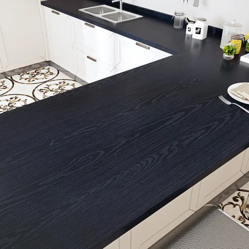 Vista 11 de Westick Papel tapiz, textura de madera oscura, negro, autoadhesivo, vinilo impermeable, para encimeras, armarios, cajones de mesa, 12 x 78 pulgadas