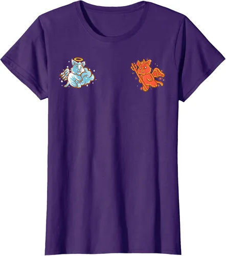 Vista 8 de Camiseta de gato ángel y diablo sentado en tu hombro Nerd Kitten, Negro