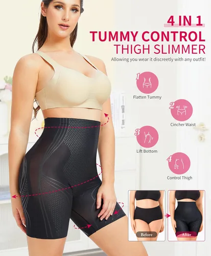 Vista 3 de Gotoly Faja moldeadora para mujer, con control de abdomen, sin costuras, levantamiento de glúteos, cintura alta, moldeador de cuerpo, moldeador