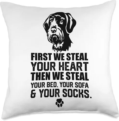 Vista 5 de funny German Wirehaired Pointer Almohada alemana con diseño de corazón de puntero de pelo sintético, 16 x 16 pulgadas, multicolor
